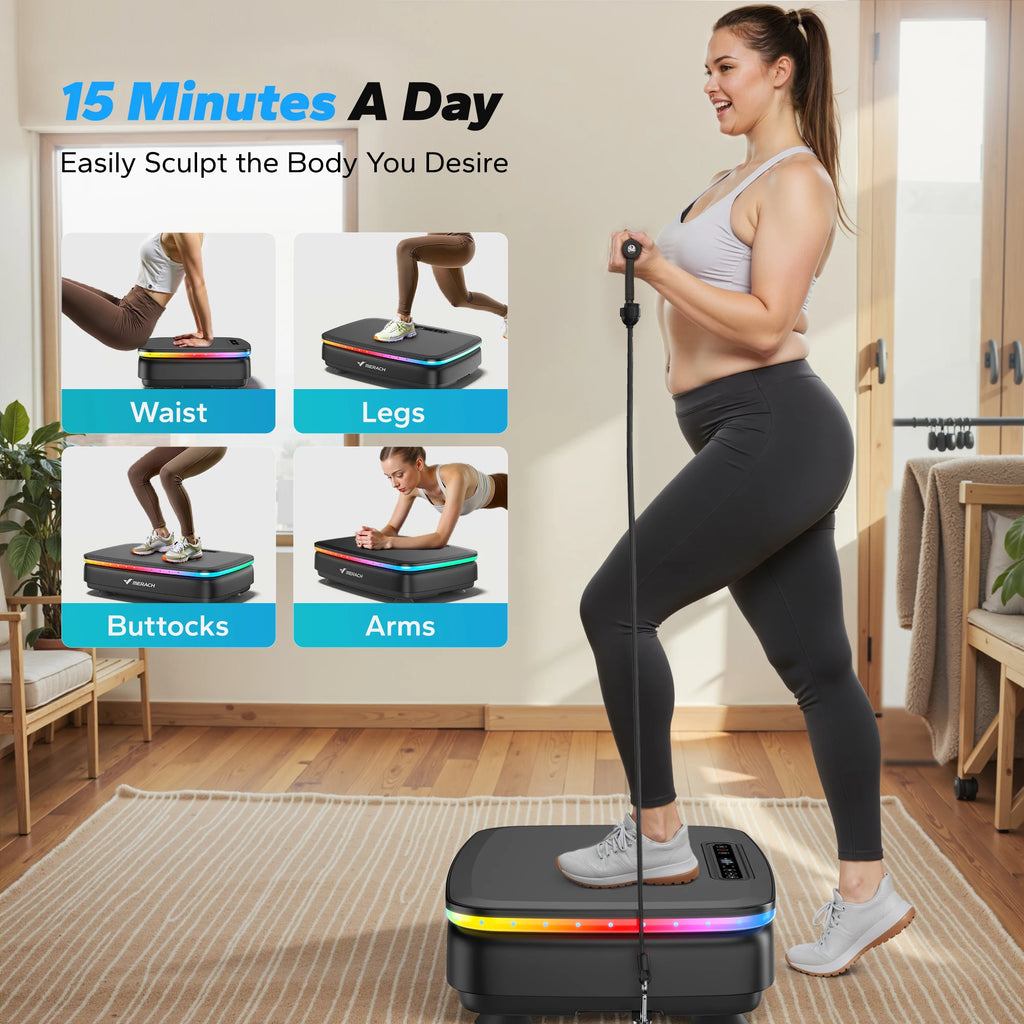 Pro Body Shaper Vibration Plate + Bluetooth & Glow Lights