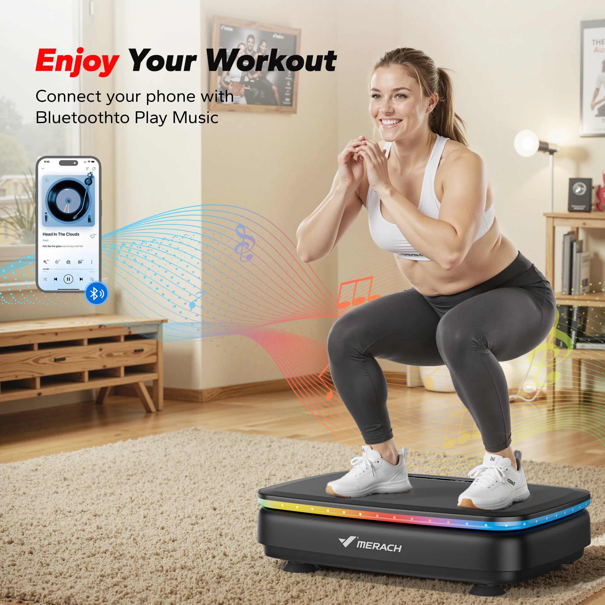 Pro Body Shaper Vibration Plate + Bluetooth & Glow Lights