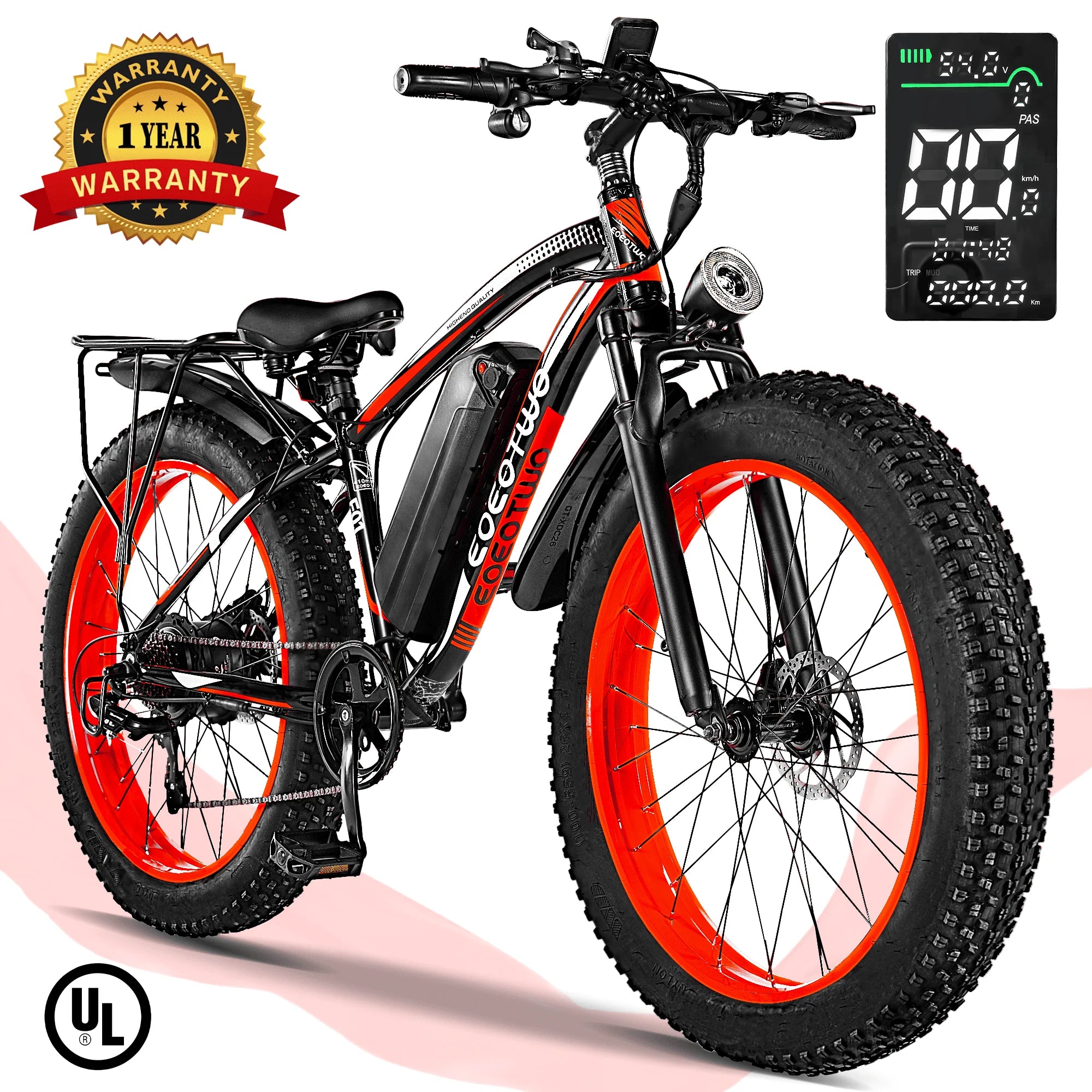 Titan™ 1000W Fat Tire E-Bike - 34MPH Speed & 60-Mile Range