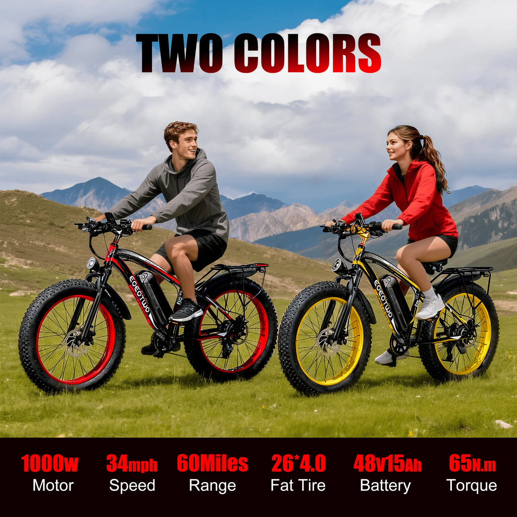 Titan™ 1000W Fat Tire E-Bike - 34MPH Speed & 60-Mile Range